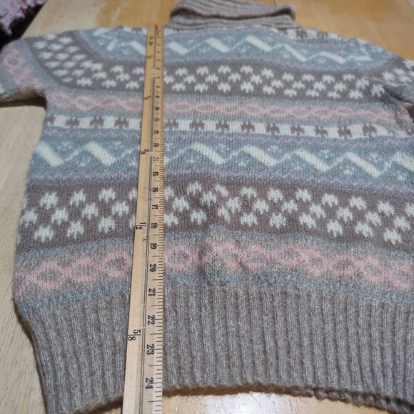 Vintage Nanette Women's Fair Isle Sweater S/M Pastel Pattern Shawl Collar - Picture 13 of 13
